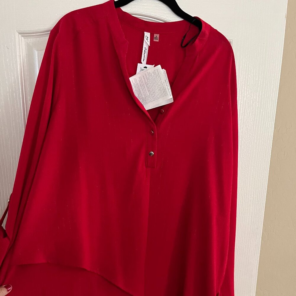 Women's light weight holiday red blouse